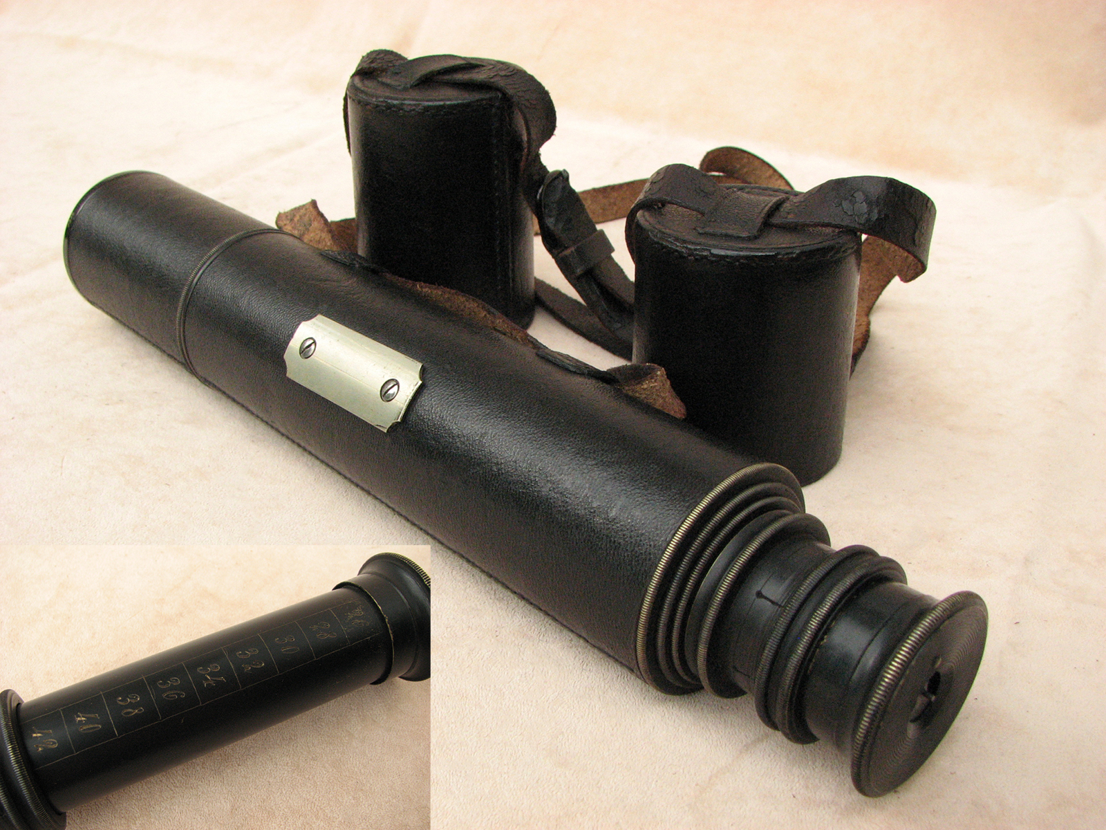 Late 19th century pancratic telescope giving 9 levels of magnification up to 42x